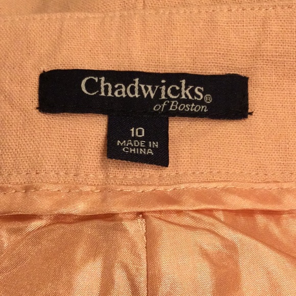 Chadwick’s of Boston Salmon Pink wide Leg Linen Bland Trousers 10 - Picture 6 of 8